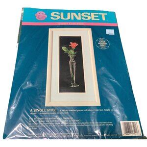 Sunset Counted Cross Stitch Kit "A Single Rose" 16"x20" Frame Size Sealed Comple